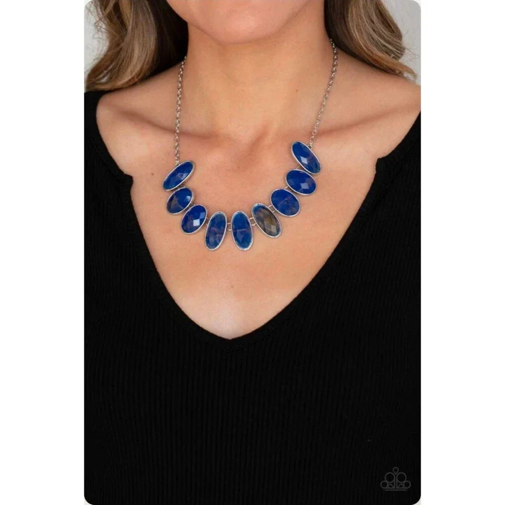 Paparazzi Elliptical Episode Blue Stone Silver Necklace - NWT Statement